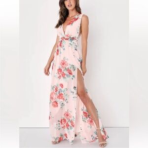 Lulu's Pink Floral Maxi Dress